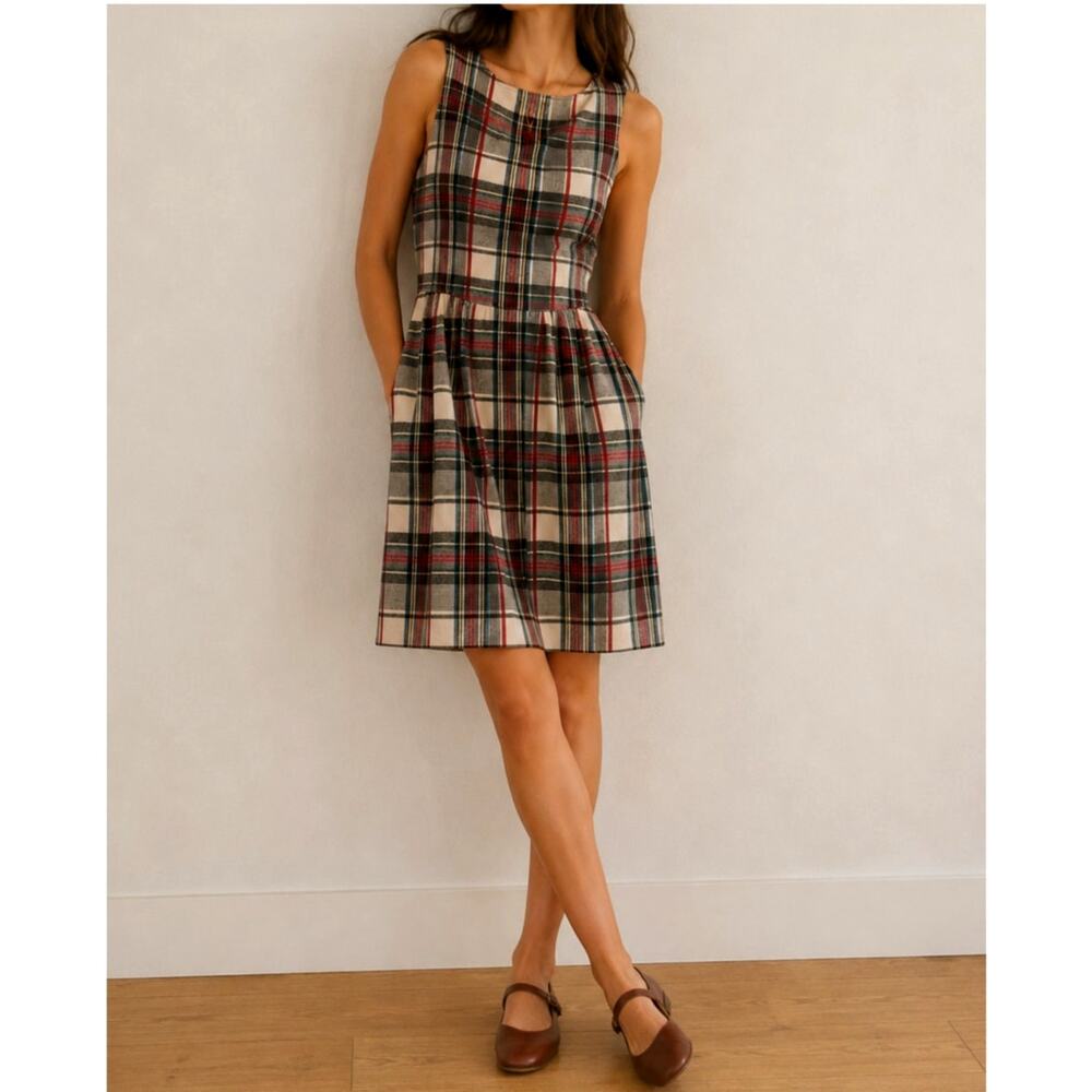 Vintage 1990s Pendleton Pure Virgin Wool Plaid Dress Jumper Made in USA Size M